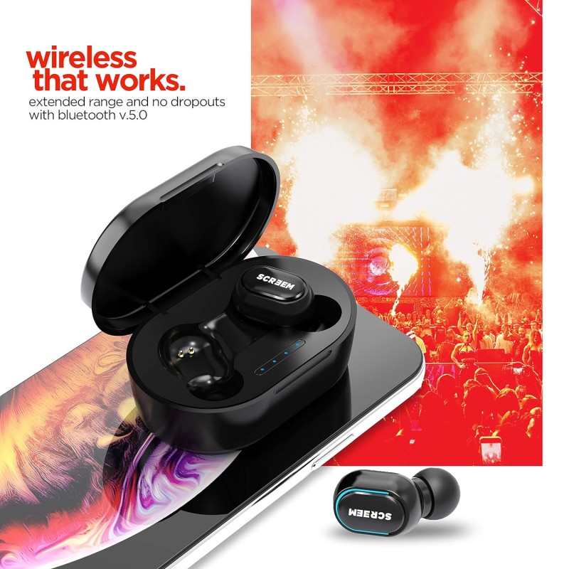 Screem Ibeza 2 True Wireless Earbuds (TWS) BT V5.0 - Black Screem Ibeza 2 True Wireless Earbuds (TWS) BT V5.0 - Black