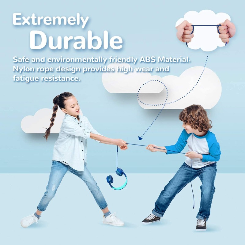 Wired Headphones with Mic - iClever Kids Headphones Foldable Stereo Tangle-Free 3.5mm-Blue Wired Headphones with Mic - iClever Kids Headphones Foldable Stereo Tangle-Free 3.5mm-Blue