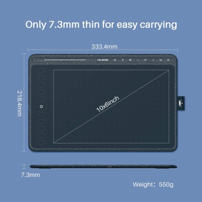 HUION HS611 Graphics Drawing Tablet 10X6 inch - (Blue)