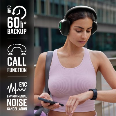 ZEBRONICS Duke 60hrs Playtime Bluetooth Wireless Over Ear Headphone with Mic (Black) ZEBRONICS Duke 60hrs Playtime Bluetooth Wireless Over Ear Headphone with Mic (Black)