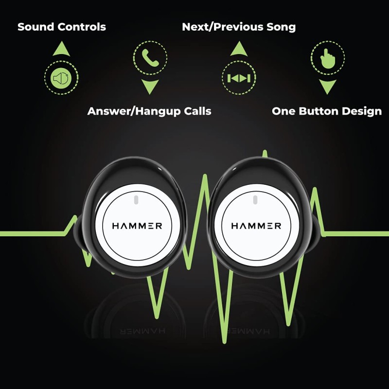 HAMMER Airflow Truly Wireless Earbuds (TWS) in-Built Mic (White) HAMMER Airflow Truly Wireless Earbuds (TWS) in-Built Mic (White)