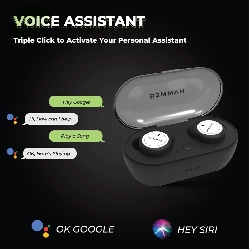 HAMMER Airflow Truly Wireless Earbuds (TWS) in-Built Mic (White) HAMMER Airflow Truly Wireless Earbuds (TWS) in-Built Mic (White)