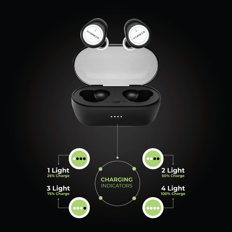 HAMMER Airflow Truly Wireless Earbuds (TWS) in-Built Mic (White) HAMMER Airflow Truly Wireless Earbuds (TWS) in-Built Mic (White)