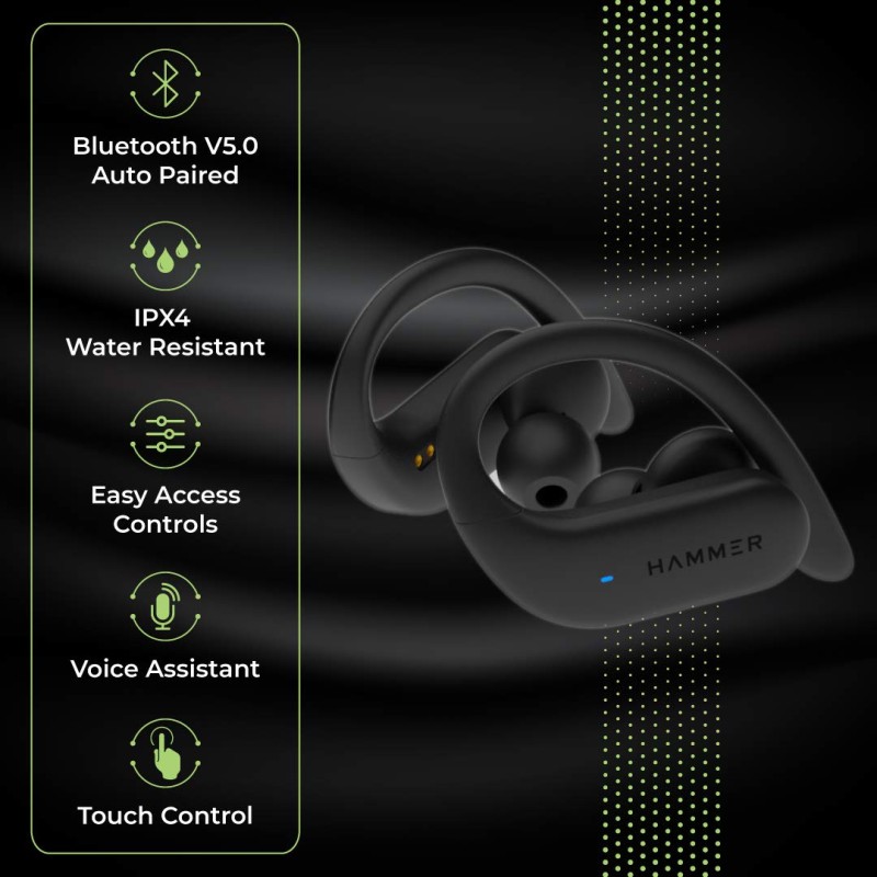 HAMMER KO Latest Sports True Wireless - (Black) HAMMER KO Latest Sports True Wireless - (Black)