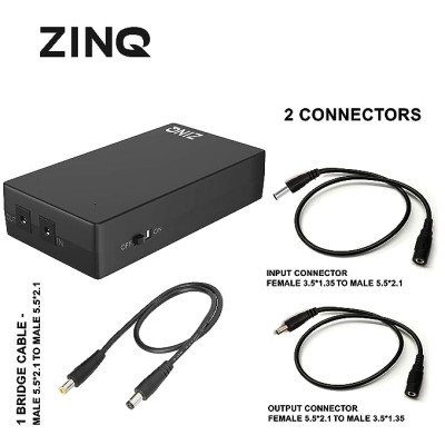 ZINQ Mini UPS for 12V Routers, High Power Fiber Routers, Broadband Modems (Black) ZINQ Mini UPS for 12V Routers, High Power Fiber Routers, Broadband Modems (Black)
