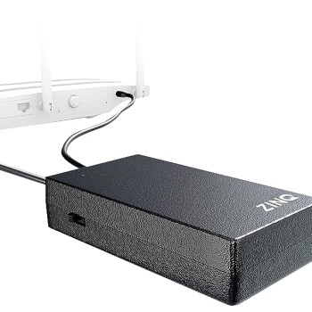ZINQ Mini UPS for 12V Routers, High Power Fiber Routers, Broadband Modems (Black)