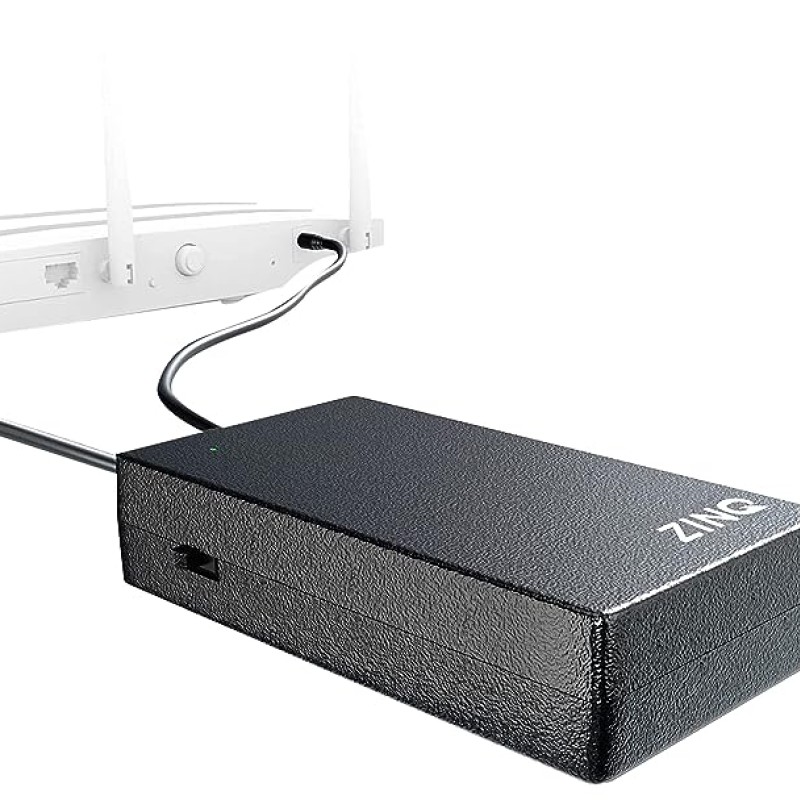 ZINQ Mini UPS for 12V Routers, High Power Fiber Routers, Broadband Modems (Black) ZINQ Mini UPS for 12V Routers, High Power Fiber Routers, Broadband Modems (Black)