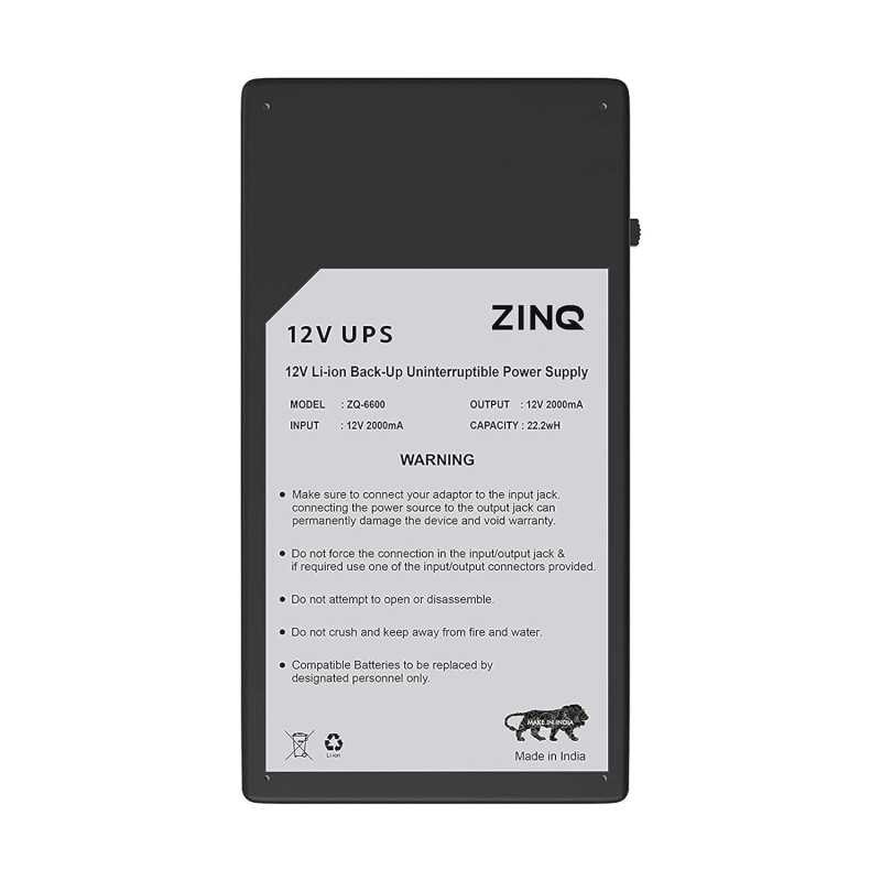 ZINQ Mini UPS for 12V Routers, High Power Fiber Routers, Broadband Modems (Black) ZINQ Mini UPS for 12V Routers, High Power Fiber Routers, Broadband Modems (Black)