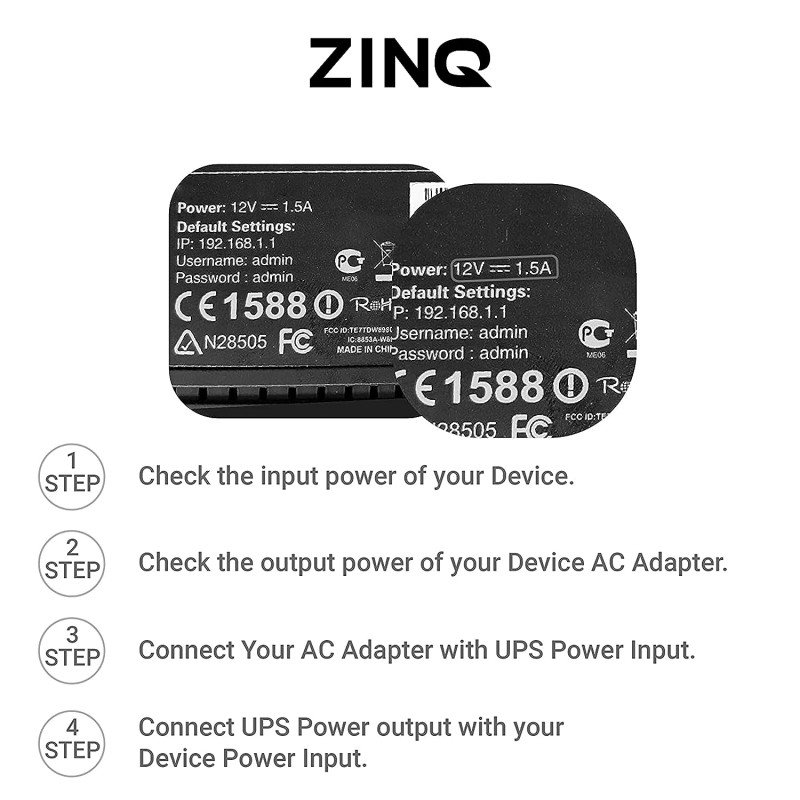 ZINQ Mini UPS for 12V Routers, High Power Fiber Routers, Broadband Modems (Black) ZINQ Mini UPS for 12V Routers, High Power Fiber Routers, Broadband Modems (Black)