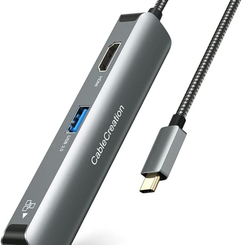 CableCreation USB C Hub Multiport Adapter, 5-in-1 USB C Adapter Aluminum Shell with 4K USB C to HDMI CableCreation USB C Hub Multiport Adapter, 5-in-1 USB C Adapter Aluminum Shell with 4K USB C to HDMI
