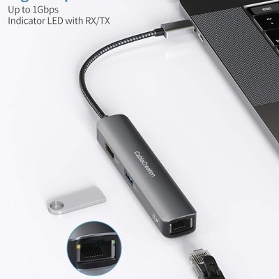 CableCreation USB C Hub Multiport Adapter, 5-in-1 USB C Adapter Aluminum Shell with 4K USB C to HDMI CableCreation USB C Hub Multiport Adapter, 5-in-1 USB C Adapter Aluminum Shell with 4K USB C to HDMI