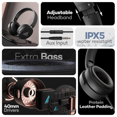 Boult Audio Bass Buds Q2 Lightweight Stereo Wired Over Ear Headphones Set with Mic with Deep Bass Boult Audio Bass Buds Q2 Lightweight Stereo Wired Over Ear Headphones Set with Mic with Deep Bass
