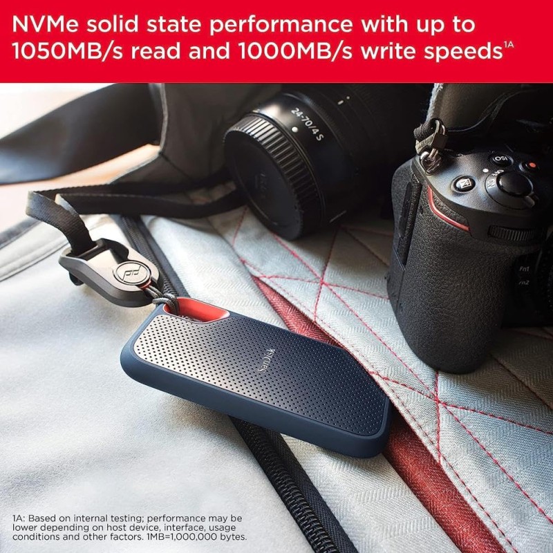 Sandisk Extreme Portable 1TB, 1050MB/s R, 1000MB/s W, 3mtr Drop Protection, IP65 Water/dust Resistance Sandisk Extreme Portable 1TB, 1050MB/s R, 1000MB/s W, 3mtr Drop Protection, IP65 Water/dust Resistance