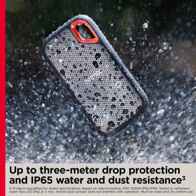 Sandisk Extreme Portable 1TB, 1050MB/s R, 1000MB/s W, 3mtr Drop Protection, IP65 Water/dust Resistance Sandisk Extreme Portable 1TB, 1050MB/s R, 1000MB/s W, 3mtr Drop Protection, IP65 Water/dust Resistance