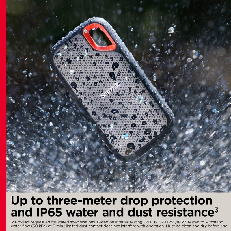 Sandisk Extreme Portable 1TB, 1050MB/s R, 1000MB/s W, 3mtr Drop Protection, IP65 Water/dust Resistance Sandisk Extreme Portable 1TB, 1050MB/s R, 1000MB/s W, 3mtr Drop Protection, IP65 Water/dust Resistance