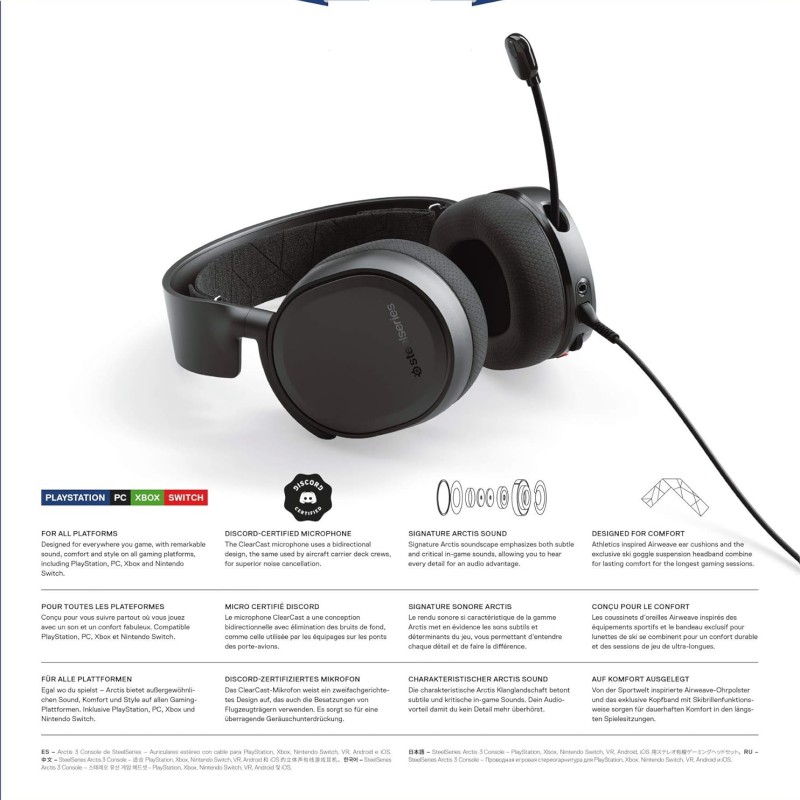 SteelSeries Arctis 3 Console, Stereo Wired Gaming Headset for Playstation 5 & 4 SteelSeries Arctis 3 Console, Stereo Wired Gaming Headset for Playstation 5 & 4