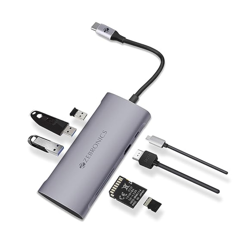 ZEBRONICS 7 in1 USB Type C Multiport Adapter Zeb TA1500UCVP with USB, HDMI, SD, Micro SD, Type C PD ZEBRONICS 7 in1 USB Type C Multiport Adapter Zeb TA1500UCVP with USB, HDMI, SD, Micro SD, Type C PD