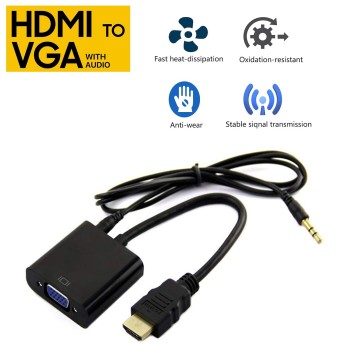 Live Tech HDMI to VGA with 1PC Audio Cable - (Black) Live Tech HDMI to VGA with 1PC Audio Cable - (Black)