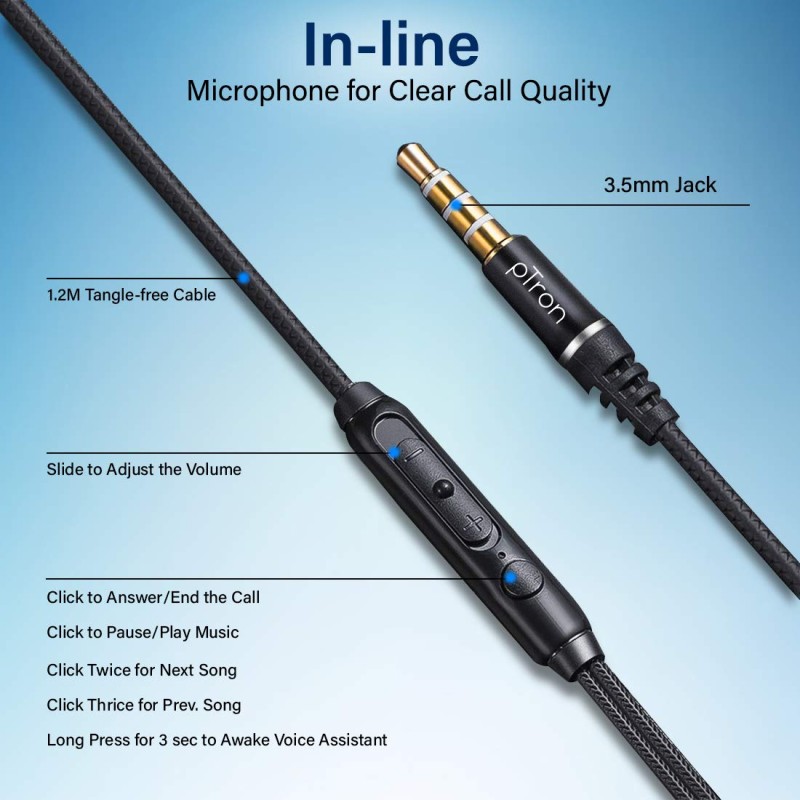 PTron Boom Lite Wired in Ear Earphones with Mic (Black) PTron Boom Lite Wired in Ear Earphones with Mic (Black)