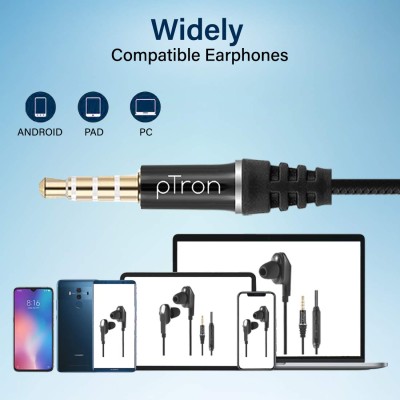 PTron Boom Lite Wired in Ear Earphones with Mic (Black) PTron Boom Lite Wired in Ear Earphones with Mic (Black)