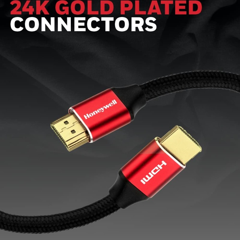 Honeywell HDMI Cable 2.1 with Ethernet, 8k@60Hz, 4k@120Hz UHD Resolution, 2 Mtr(6.6ft) Honeywell HDMI Cable 2.1 with Ethernet, 8k@60Hz, 4k@120Hz UHD Resolution, 2 Mtr(6.6ft)