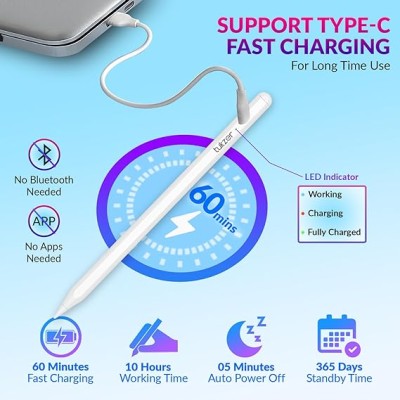 Tukzer Active Stylus Pen iPad Pencil | Palm Rejection, Tilt Sensor, High Precision White Tukzer Active Stylus Pen iPad Pencil | Palm Rejection, Tilt Sensor, High Precision White