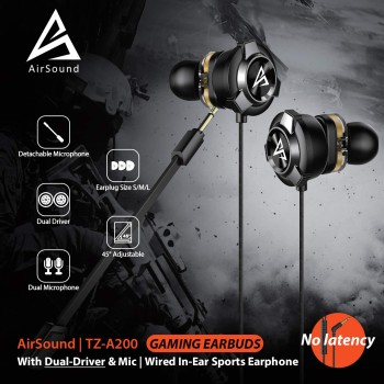 AirSound A200 Pro Dual Driver Gaming Earphone with Dual Mic & 3D Stereo Sound for Android, Tablets, PC, Laptop AirSound A200 Pro Dual Driver Gaming Earphone with Dual Mic & 3D Stereo Sound for Android, Tablets, PC, Laptop