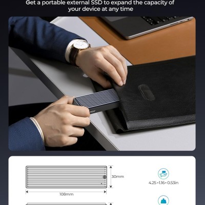 ORICO M2PV-C3 M.2 NVME SSD Enclosure (Not for SATA SSD) USB 3.1 Type C 