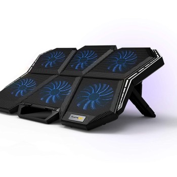 Cosmic Byte Meteoroid Laptop Cooling Pad with 6 Fan upto 17 inch laptops (Black/Blue)