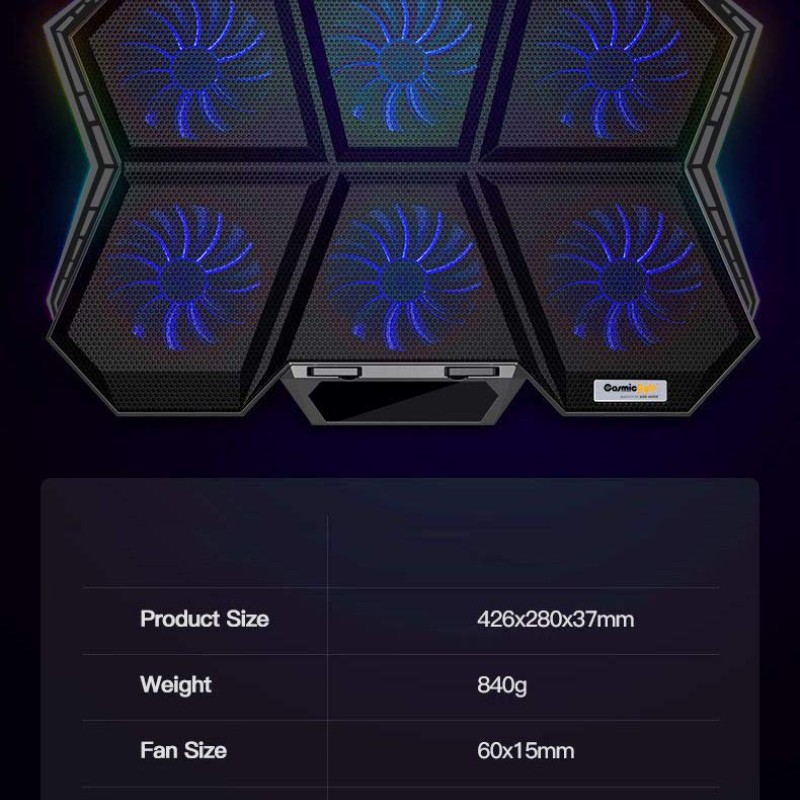 Cosmic Byte Meteoroid Laptop Cooling Pad with 6 Fan upto 17 inch laptops (Black/Blue) Cosmic Byte Meteoroid Laptop Cooling Pad with 6 Fan upto 17 inch laptops (Black/Blue)