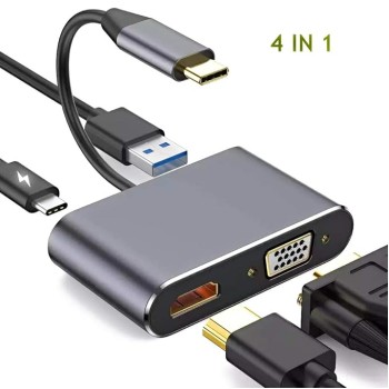 Live Tech Link 4 in 1 USB Type C to HDMI Port VGA Port USB Adapter USB3.0 PD Connect Live Tech Link 4 in 1 USB Type C to HDMI Port VGA Port USB Adapter USB3.0 PD Connect