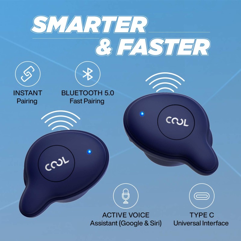 Coolpad Cool Bass Bluetooth Truly Wireless in Ear Earbuds with Mic (Blue) Coolpad Cool Bass Bluetooth Truly Wireless in Ear Earbuds with Mic (Blue)