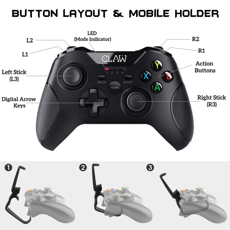 CLAW Shoot Bluetooth Mobile Gamepad Controller for Android Phones, Tablets & Windows PC, Laptops CLAW Shoot Bluetooth Mobile Gamepad Controller for Android Phones, Tablets & Windows PC, Laptops