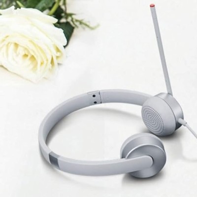 Lenovo 100 Wired On Ear Headphones with Mic (Cloud Grey)