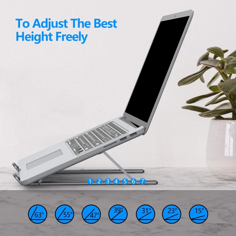 Cosmic Byte Adjustable Aluminum Portable Laptop Rack Stand for Upto 17" laptops, Tablets, Mobiles, Books with Pouch (Dark Grey) Cosmic Byte Adjustable Aluminum Portable Laptop Rack Stand for Upto 17" laptops, Tablets, Mobiles, Books with Pouch (Dark Grey)