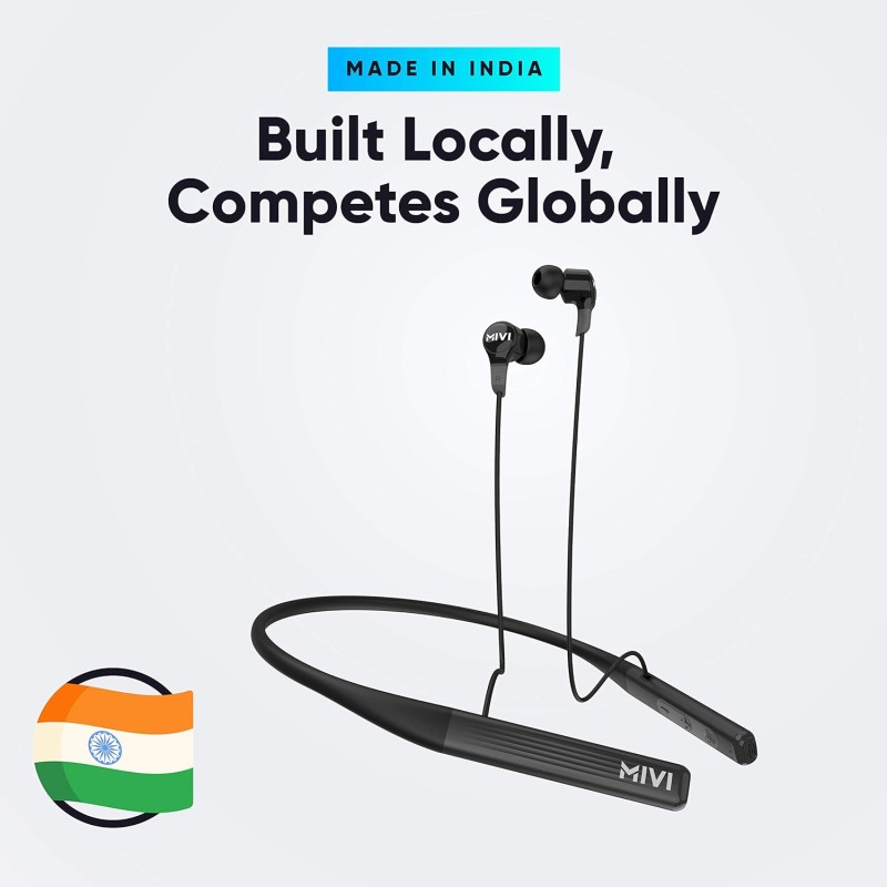 Mivi Collar 2B Bluetooth Wireless in Ear Earphones, 24 Hours Playtime, IPX7 Water Proof, Booming Bass, Magnetic Buds, Bluetooth 5.0 with mic (Black) Mivi Collar 2B Bluetooth Wireless in Ear Earphones, 24 Hours Playtime, IPX7 Water Proof, Booming Bass, Magnetic Buds, Bluetooth 5.0 with mic (Black)