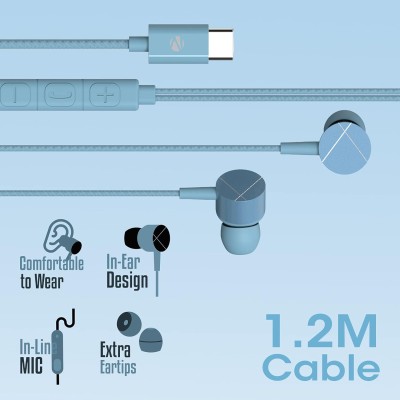 ZEBRONICS Zeb Buds C2 in Ear Type C Wired Earphones with Mic (Blue) ZEBRONICS Zeb Buds C2 in Ear Type C Wired Earphones with Mic (Blue)