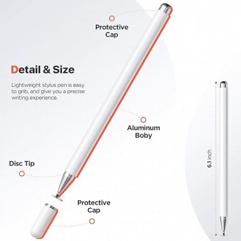 Dyazo Aluminium Fine Point Stylus Pen with Spare Disk for Touch Screens Devices (White) Dyazo Aluminium Fine Point Stylus Pen with Spare Disk for Touch Screens Devices (White)
