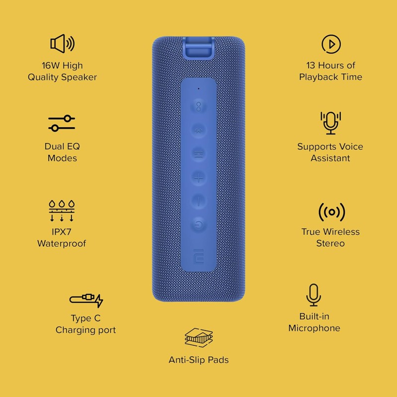 MI Portable Wireless Bluetooth Speaker (Blue)|16W Hi-Quality Speaker with Mic|Upto 13hrs Playback Time MI Portable Wireless Bluetooth Speaker (Blue)|16W Hi-Quality Speaker with Mic|Upto 13hrs Playback Time