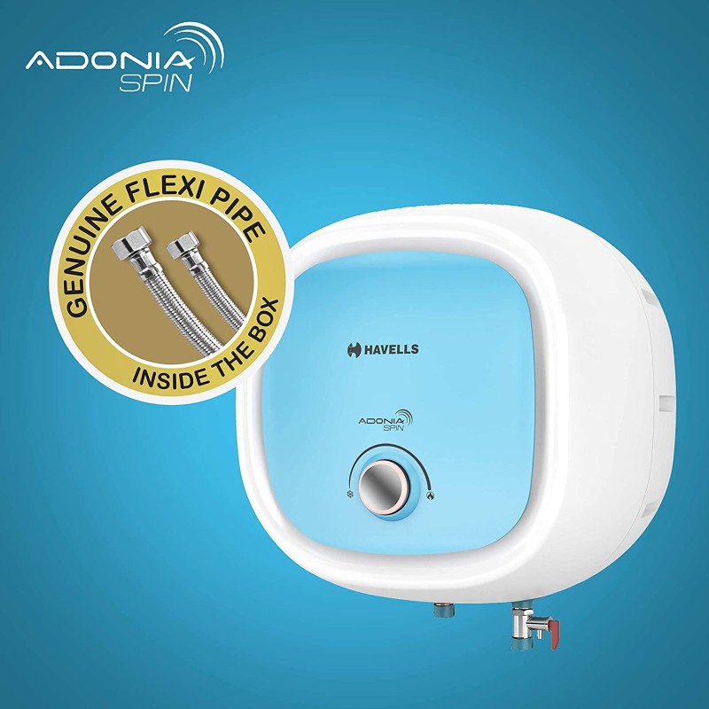 Havells Adonia Spin 10-Litre Vertical Storage Water Heater (Geyser) White Blue 5 Star Havells Adonia Spin 10-Litre Vertical Storage Water Heater (Geyser) White Blue 5 Star