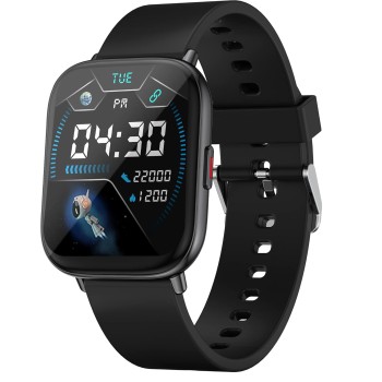 Zebronics Zeb-FIT5220CH Smart Fitness Watch, 2.5D Curved Glass 4.4cm Large Square Display - (Black)
