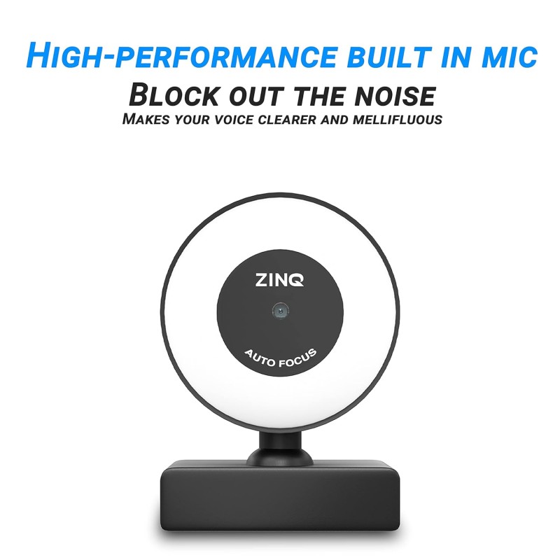 Zinq Technologies Full HD 1080P 2.1 Megapixel 30 FPS Auto Focus Webcam with Ring LED for Night Vision Zinq Technologies Full HD 1080P 2.1 Megapixel 30 FPS Auto Focus Webcam with Ring LED for Night Vision