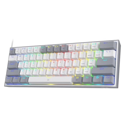 Redragon K617 Fizz 60% Wired RGB Gaming Keyboard, 61 Keys Compact Mechanical Keyboard w/White and Grey Color Keycaps Redragon K617 Fizz 60% Wired RGB Gaming Keyboard, 61 Keys Compact Mechanical Keyboard w/White and Grey Color Keycaps