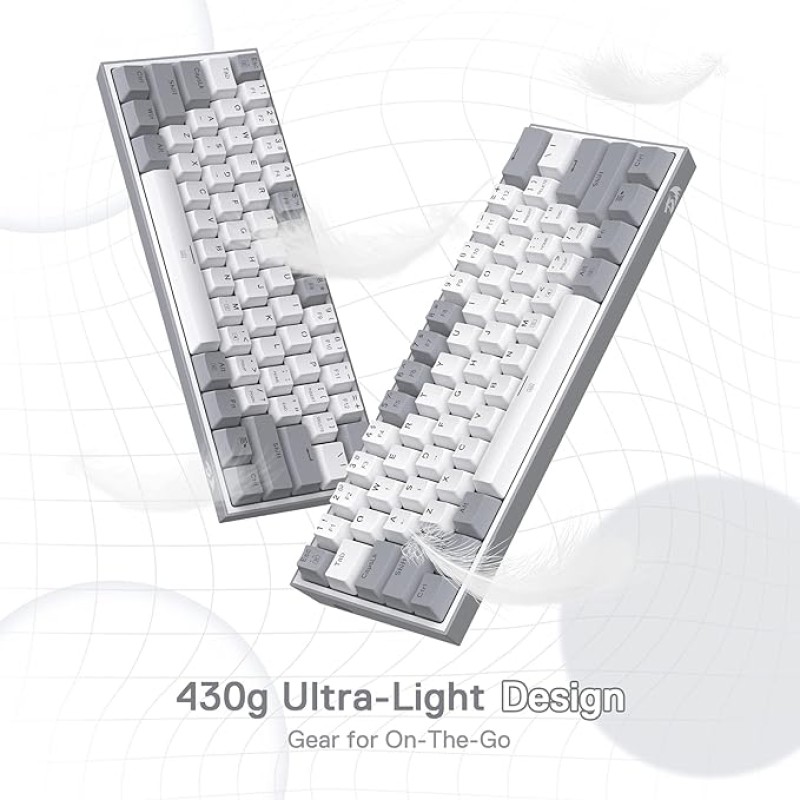 Redragon K617 Fizz 60% Wired RGB Gaming Keyboard, 61 Keys Compact Mechanical Keyboard w/White and Grey Color Keycaps Redragon K617 Fizz 60% Wired RGB Gaming Keyboard, 61 Keys Compact Mechanical Keyboard w/White and Grey Color Keycaps