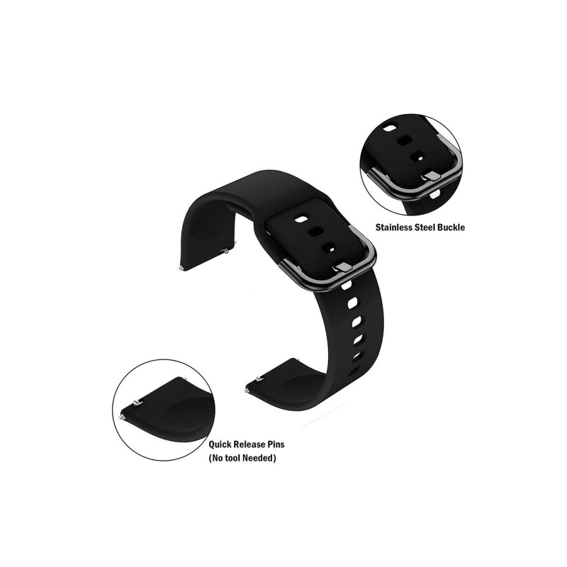 HUMBLE Silicone 19mm Replacement Band Strap with Metal Buckle Compatible with Noise Colorfit Pro 2, Boat Storm Smart Watch & Watches with 19mm Lugs HUMBLE Silicone 19mm Replacement Band Strap with Metal Buckle Compatible with Noise Colorfit Pro 2, Boat Storm Smart Watch & Watches with 19mm Lugs