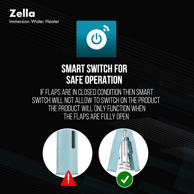 Havells Zella Automatic Cut Off Immersion Water Heater with Temperature Setting Knob & Collapsible flap 1000 Watts (Blue), Plastic Havells Zella Automatic Cut Off Immersion Water Heater with Temperature Setting Knob & Collapsible flap 1000 Watts (Blue), Plastic