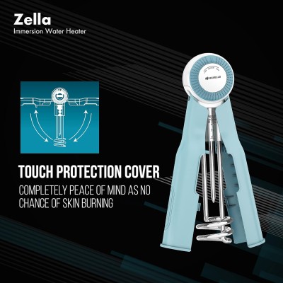 Havells Zella Automatic Cut Off Immersion Water Heater with Temperature Setting Knob & Collapsible flap 1000 Watts (Blue), Plastic