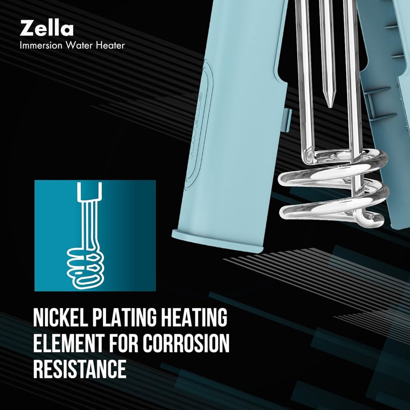 Havells Zella Automatic Cut Off Immersion Water Heater with Temperature Setting Knob & Collapsible flap 1000 Watts (Blue), Plastic Havells Zella Automatic Cut Off Immersion Water Heater with Temperature Setting Knob & Collapsible flap 1000 Watts (Blue), Plastic