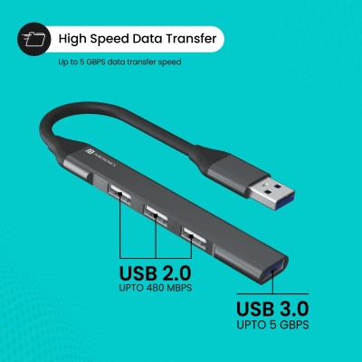 Portronics Mport 31 USB Hub (4-in-1), Multiport Adapter - (Grey) Portronics Mport 31 USB Hub (4-in-1), Multiport Adapter - (Grey)