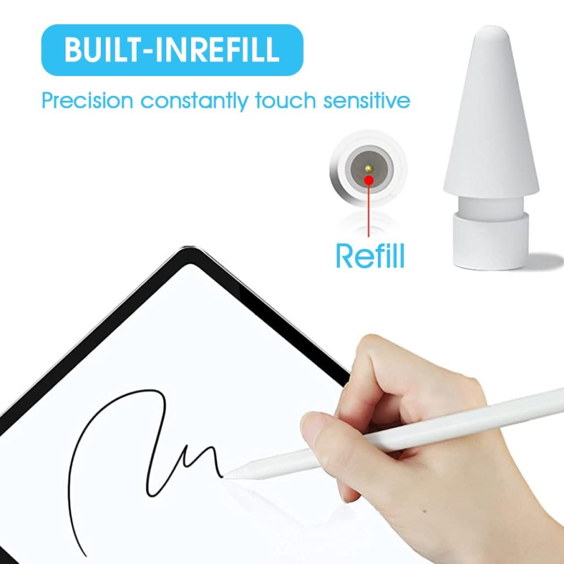 ZORBES® 4 Pack Replacement Tips for Apple Pencil 1st Gen & 2nd Gen, iPad Pro Pencil- White ZORBES® 4 Pack Replacement Tips for Apple Pencil 1st Gen & 2nd Gen, iPad Pro Pencil- White
